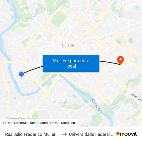 Rua Júlio Frederico Müller | Praça Dos Amigos to Universidade Federal De Mato Grosso map