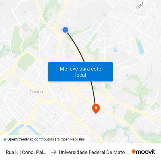 Rua K | Cond. Paiaguás to Universidade Federal De Mato Grosso map
