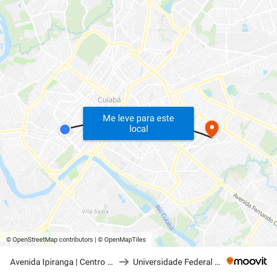 Avenida Ipiranga | Centro Comercial Ipiranga to Universidade Federal De Mato Grosso map