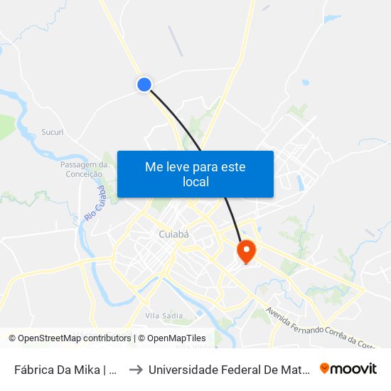 Fábrica Da Mika | Mt-010 to Universidade Federal De Mato Grosso map