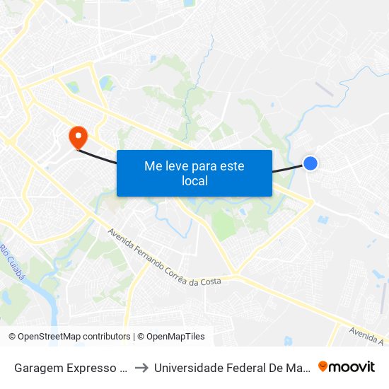 Garagem Expresso Caribus to Universidade Federal De Mato Grosso map