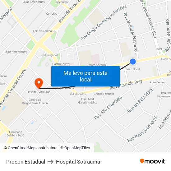 Procon Estadual to Hospital Sotrauma map
