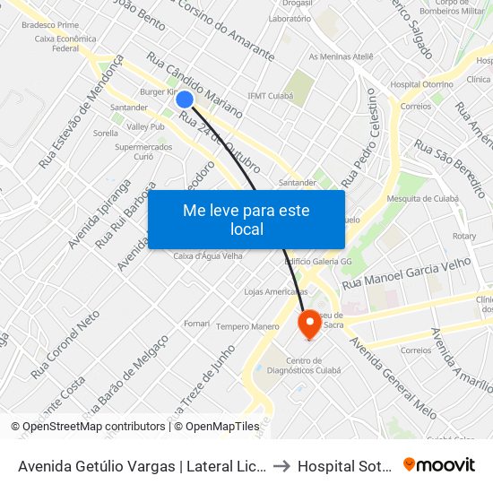 Avenida Getúlio Vargas | Lateral Liceu Cuiabano to Hospital Sotrauma map