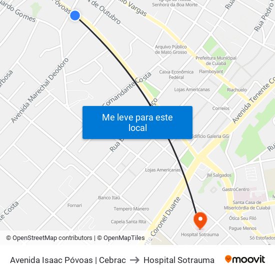 Avenida Isaac Póvoas | Cebrac to Hospital Sotrauma map