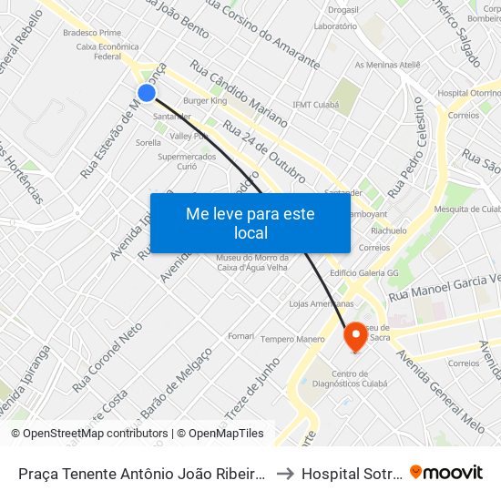 Praça Tenente Antônio João Ribeiro | Choppão to Hospital Sotrauma map