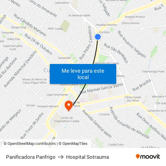 Panificadora Panfrigo to Hospital Sotrauma map