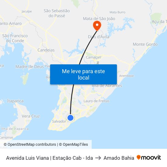 Avenida Luis Viana | Estação Cab - Ida to Amado Bahia map