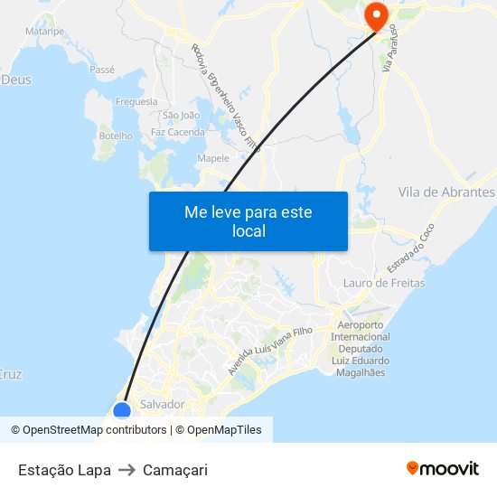 Estação Lapa to Camaçari map