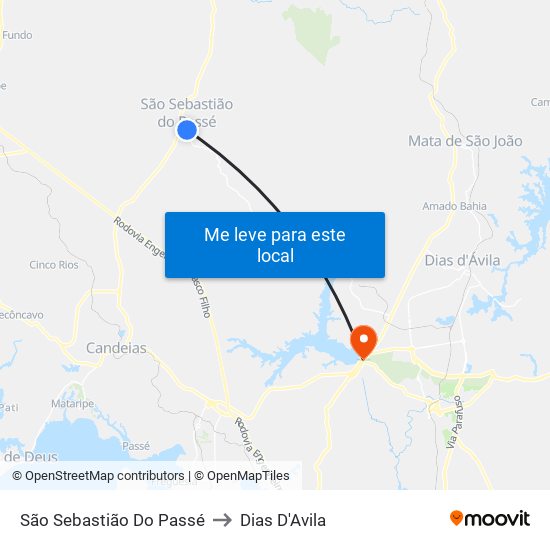 São Sebastião Do Passé to Dias D'Avila map