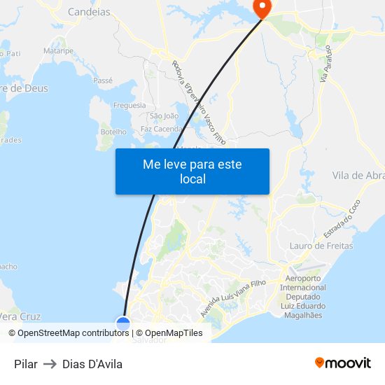 Pilar to Dias D'Avila map