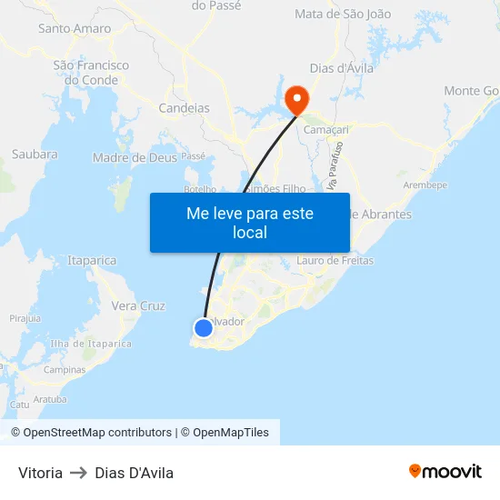 Vitoria to Dias D'Avila map