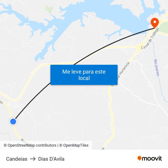 Candeias to Dias D'Avila map