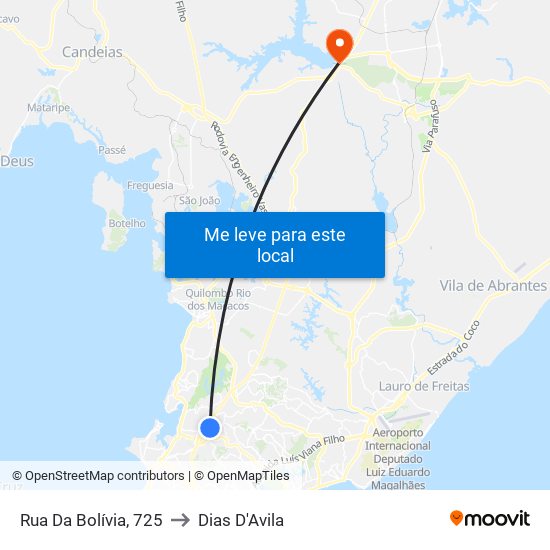 Rua Da Bolívia, 725 to Dias D'Avila map