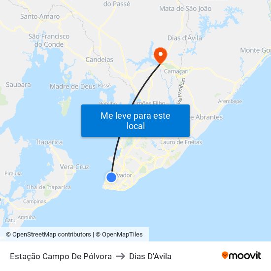 Estação Campo De Pólvora to Dias D'Avila map