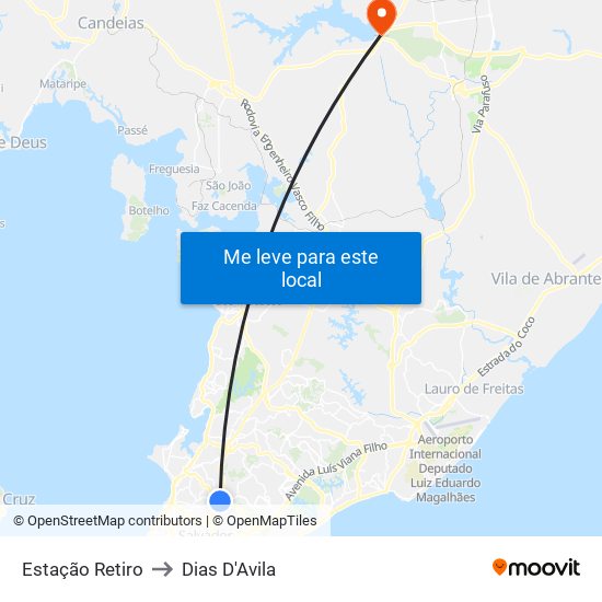 Estação Retiro to Dias D'Avila map