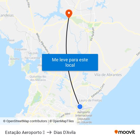 Estação Aeroporto ✈ to Dias D'Avila map