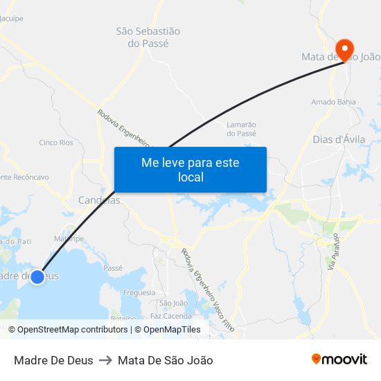 Madre De Deus to Mata De São João map