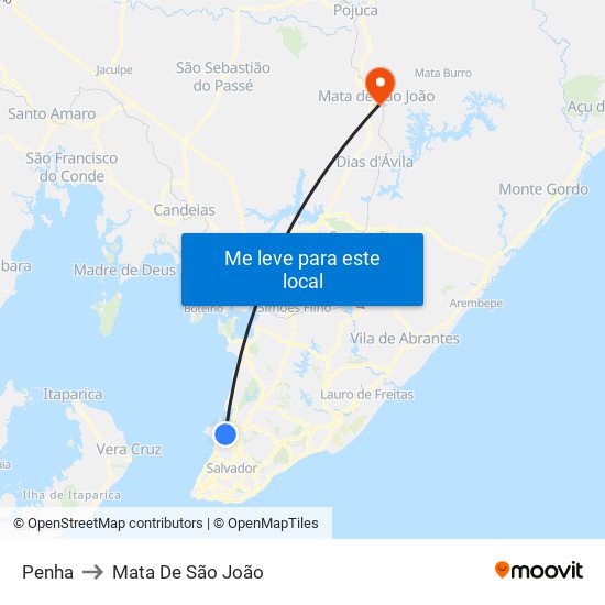 Penha to Mata De São João map