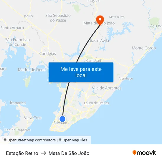 Estação Retiro to Mata De São João map