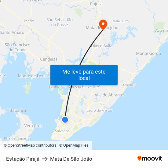 Estação Pirajá to Mata De São João map