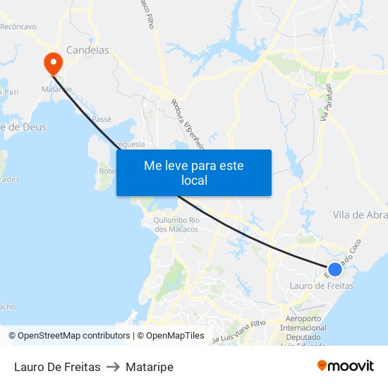 Lauro De Freitas to Mataripe map