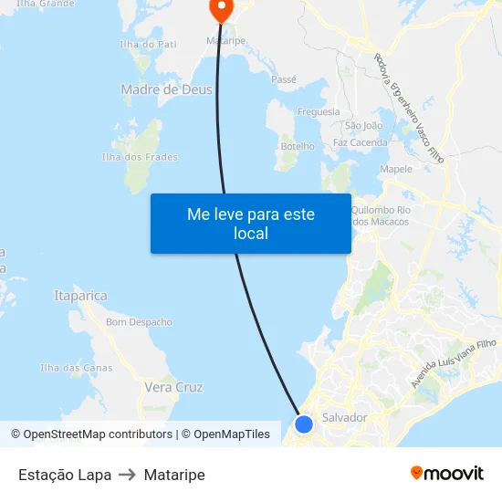 Estação Lapa to Mataripe map