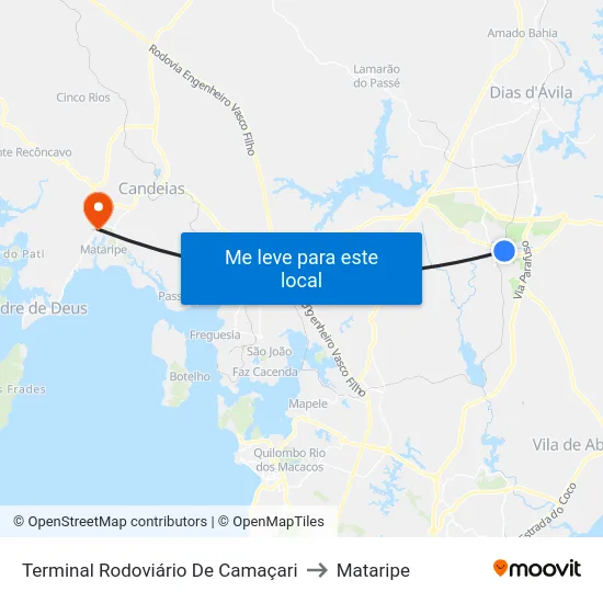 Terminal Rodoviário De Camaçari to Mataripe map