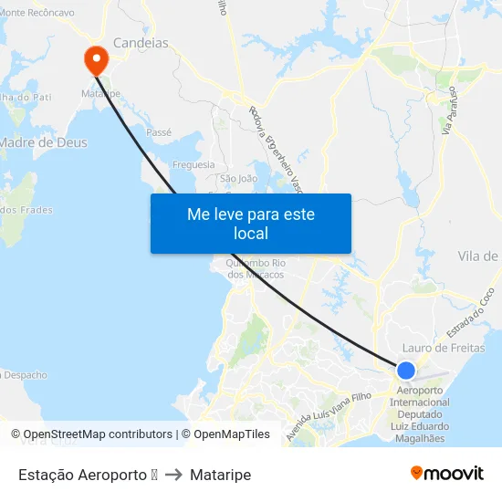 Estação Aeroporto ✈ to Mataripe map