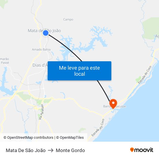 Mata De São João to Monte Gordo map
