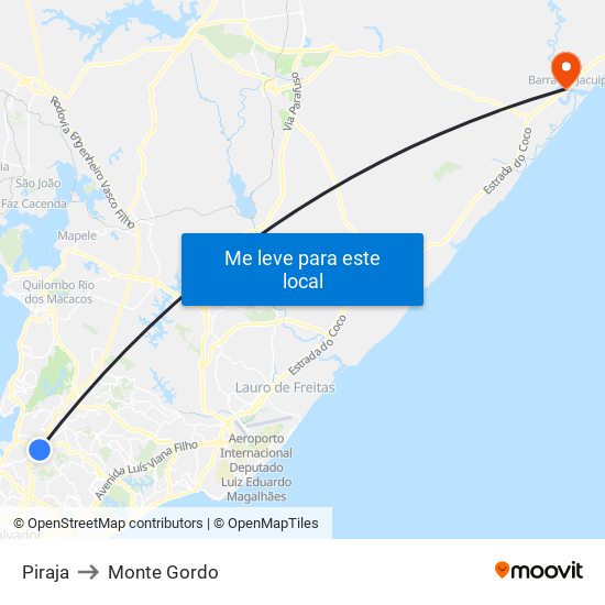 Piraja to Monte Gordo map