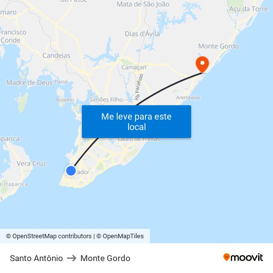 Santo Antônio to Monte Gordo map