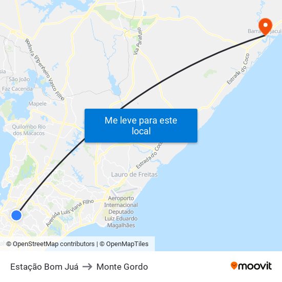 Estação Bom Juá to Monte Gordo map