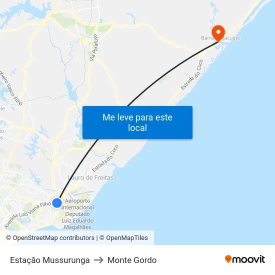 Estação Mussurunga to Monte Gordo map
