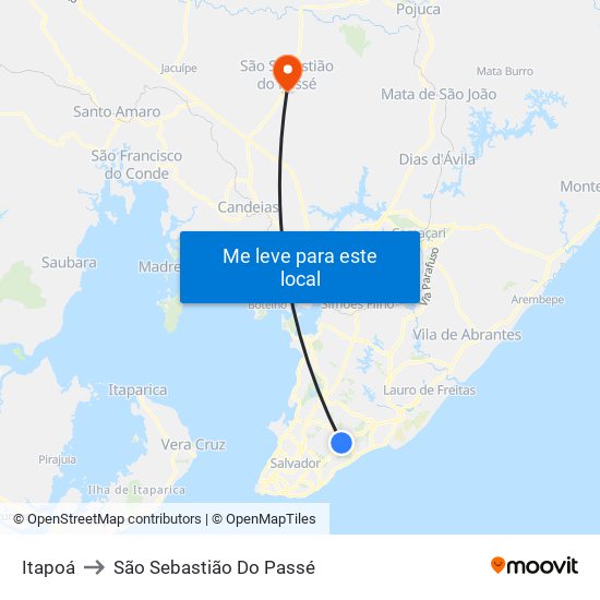 Itapoá to São Sebastião Do Passé map