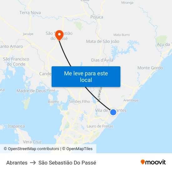 Abrantes to São Sebastião Do Passé map