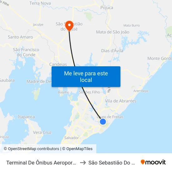 Terminal De Ônibus Aeroporto | Ida to São Sebastião Do Passé map