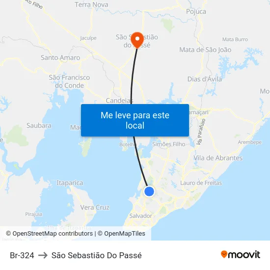 Br-324 to São Sebastião Do Passé map