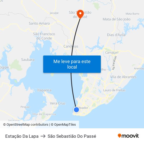 Estação Da Lapa to São Sebastião Do Passé map