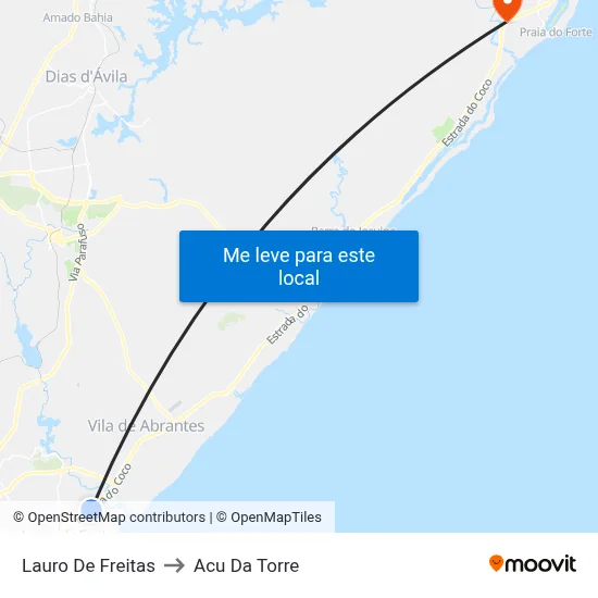 Lauro De Freitas to Acu Da Torre map
