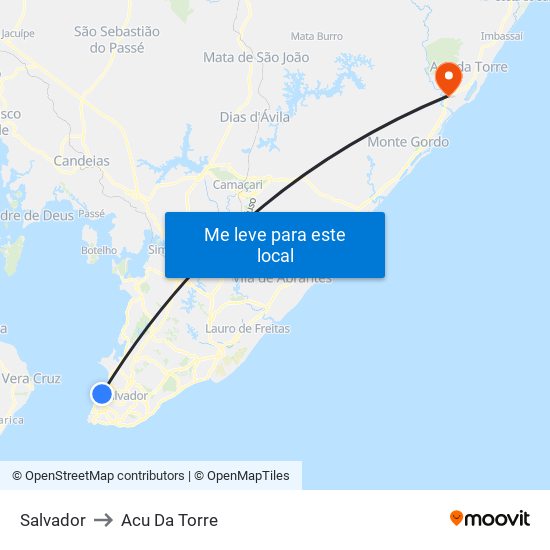 Salvador to Acu Da Torre map