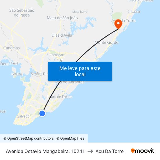 Avenida Octávio Mangabeira, 10241 to Acu Da Torre map