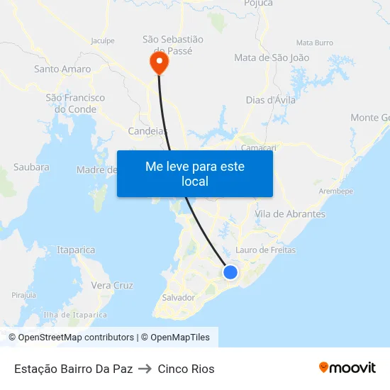 Estação Bairro Da Paz to Cinco Rios map