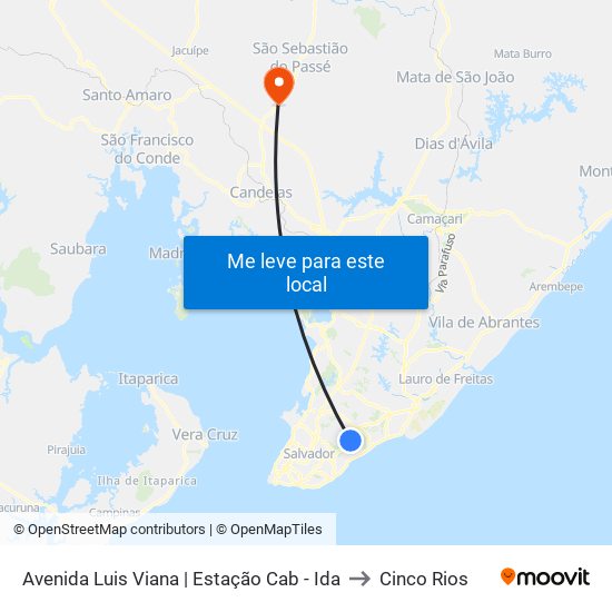 Avenida Luis Viana | Estação Cab - Ida to Cinco Rios map