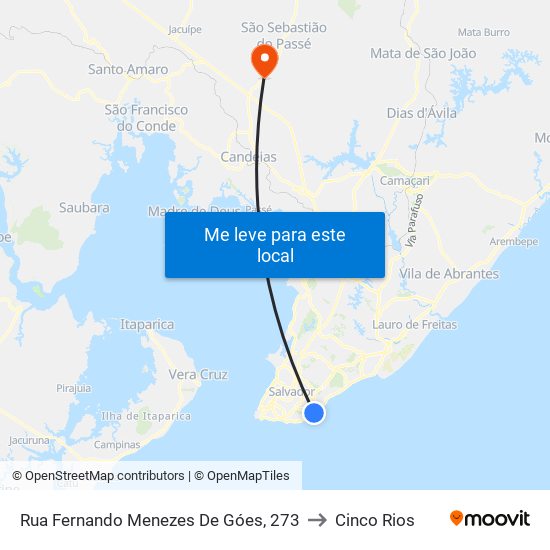 Rua Fernando Menezes De Góes, 273 to Cinco Rios map