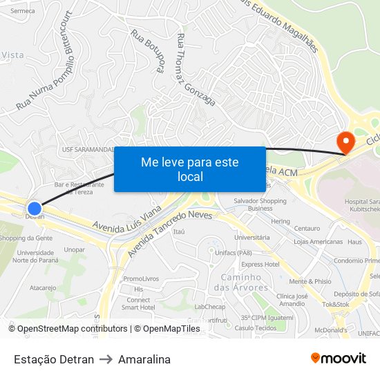 Estação Detran to Amaralina map