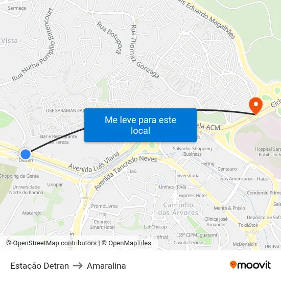 Estação Detran to Amaralina map