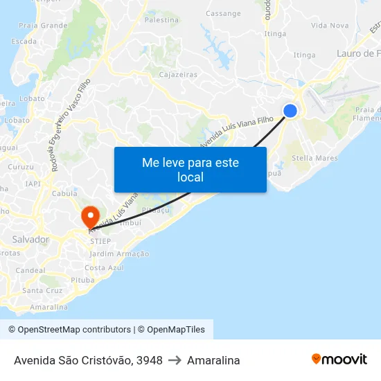 Avenida São Cristóvão, 3948 to Amaralina map
