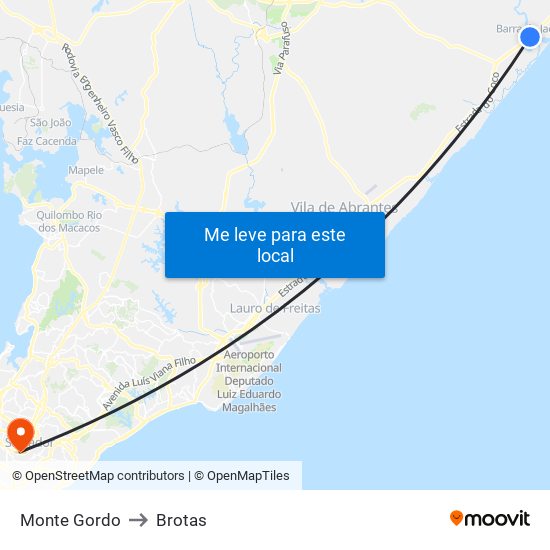 Monte Gordo to Brotas map