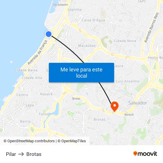 Pilar to Brotas map