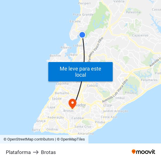 Plataforma to Brotas map